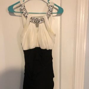 black and white short prom dress